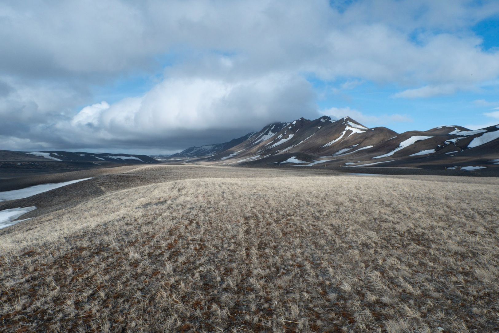 Chaînes de montagne et paysage désertique islandais